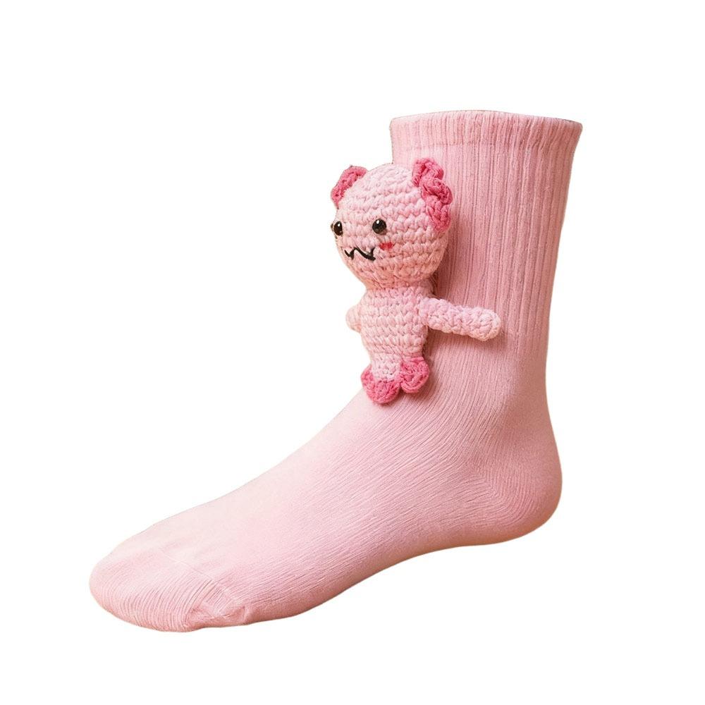 

Hand Crocheted Animal Socks Thick Funny Socks Creativity Novelty Floor Socks for Men & Women 08-1PC