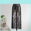Chinese Style A Line Midi Skirt With Lace Mesh Overlay For Vintage Art Fashion