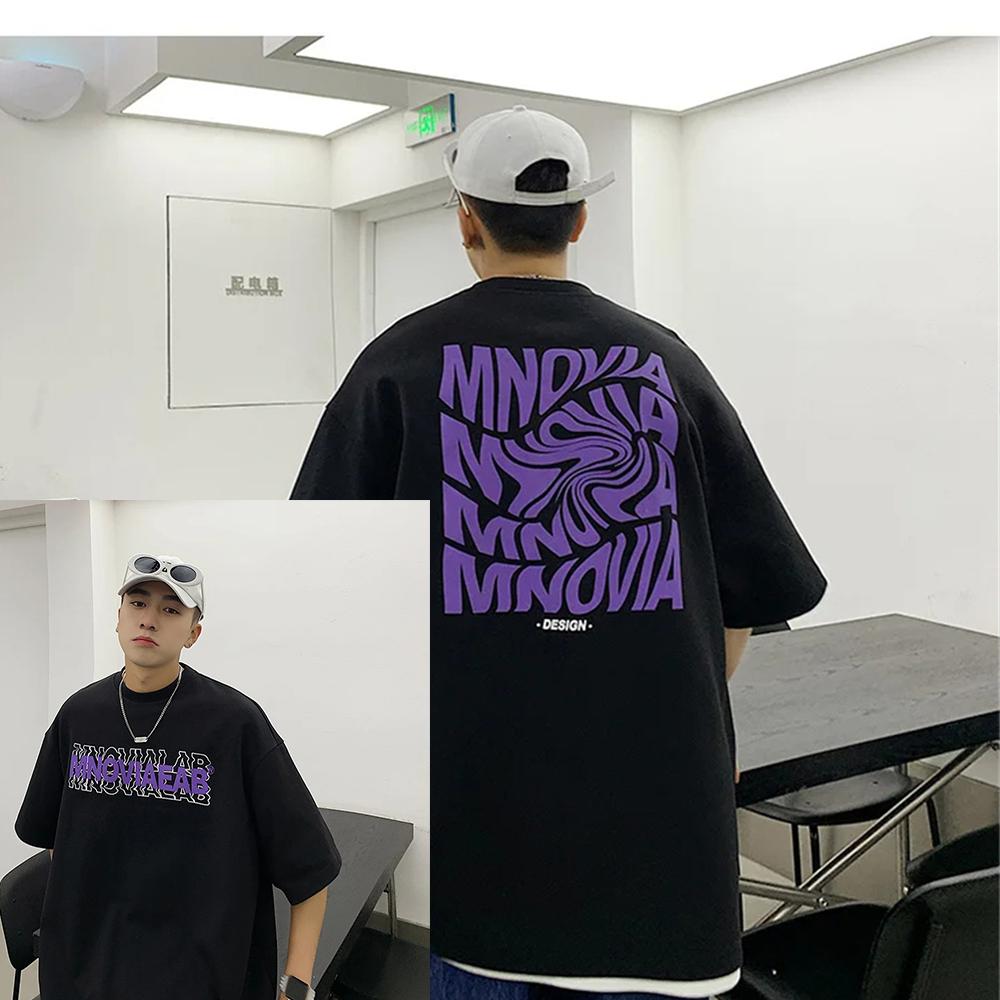 American 210GSM Printed Men's T-shirts Oversized Casual Summer Cotton Short Sleeve Tees Ins Male Top Streetwear Men Clothes