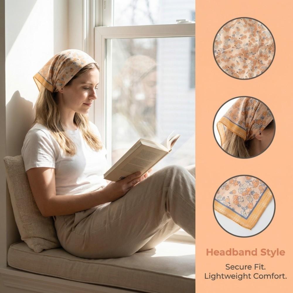 Flower Printed Silk Scarf Square Scarf Hair Band All-match Floral Kerchief  Spring Summer