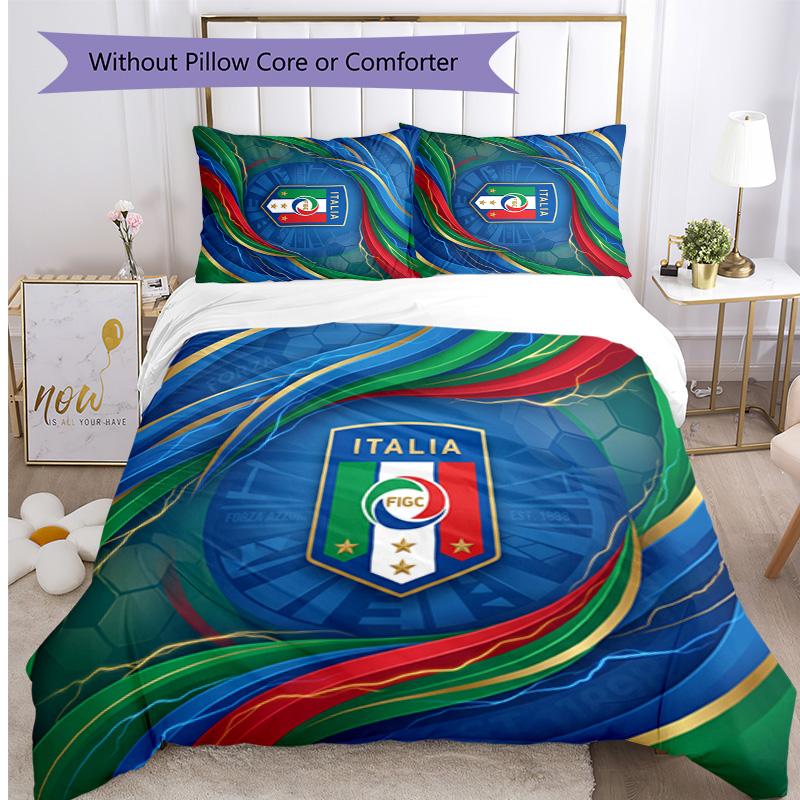 Italy Football Printed Bedding 3 Piece Set Cozy Breathable Bed Cover Set as Housewarming Holiday Gift
