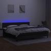 Exclusive House - Bed Slatted Base and Mattress and LED Black 200x200 Cm Fabric