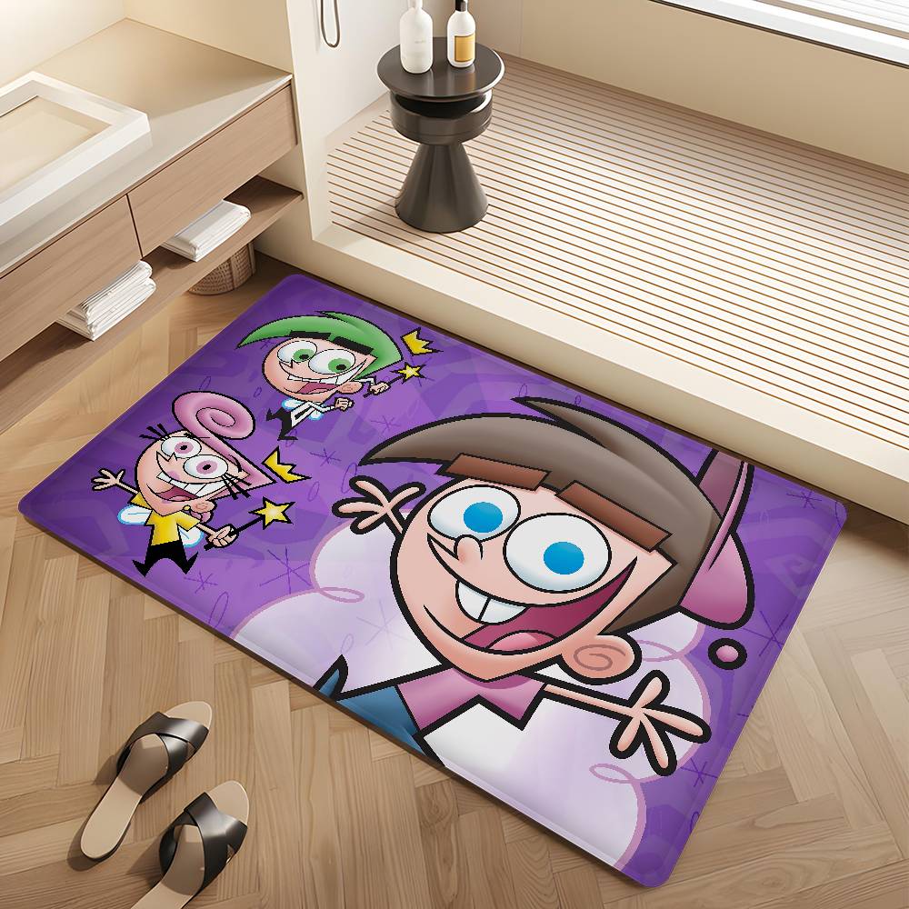 Cartoon Die F-Fairly O-OddParents Fußmatte Rechteckig Anti-Rutsch Zuhause Weich Badezimmermatte Eingangstür Innen Außen Matte Willkommens-Fußmatte