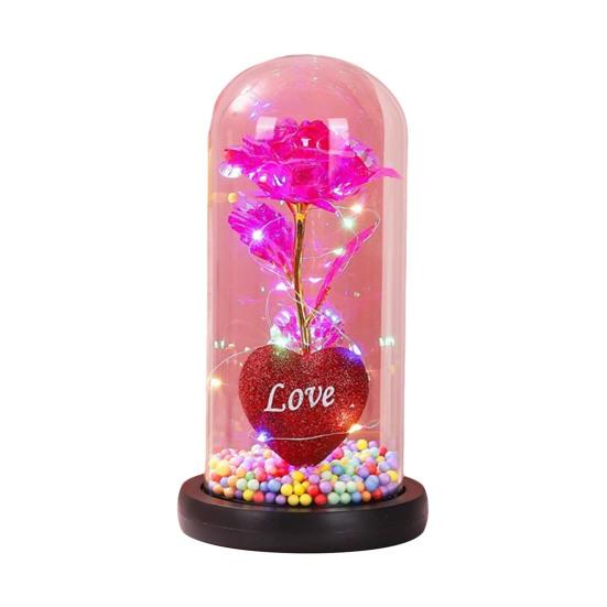 Ewige Rose Geschenk für Frauen Mama Ehefrau Leuchtende Ewige Rose Blume in Glasglocke Romantisches Geschenk für Hochzeiten Valentinstag Jahrestag