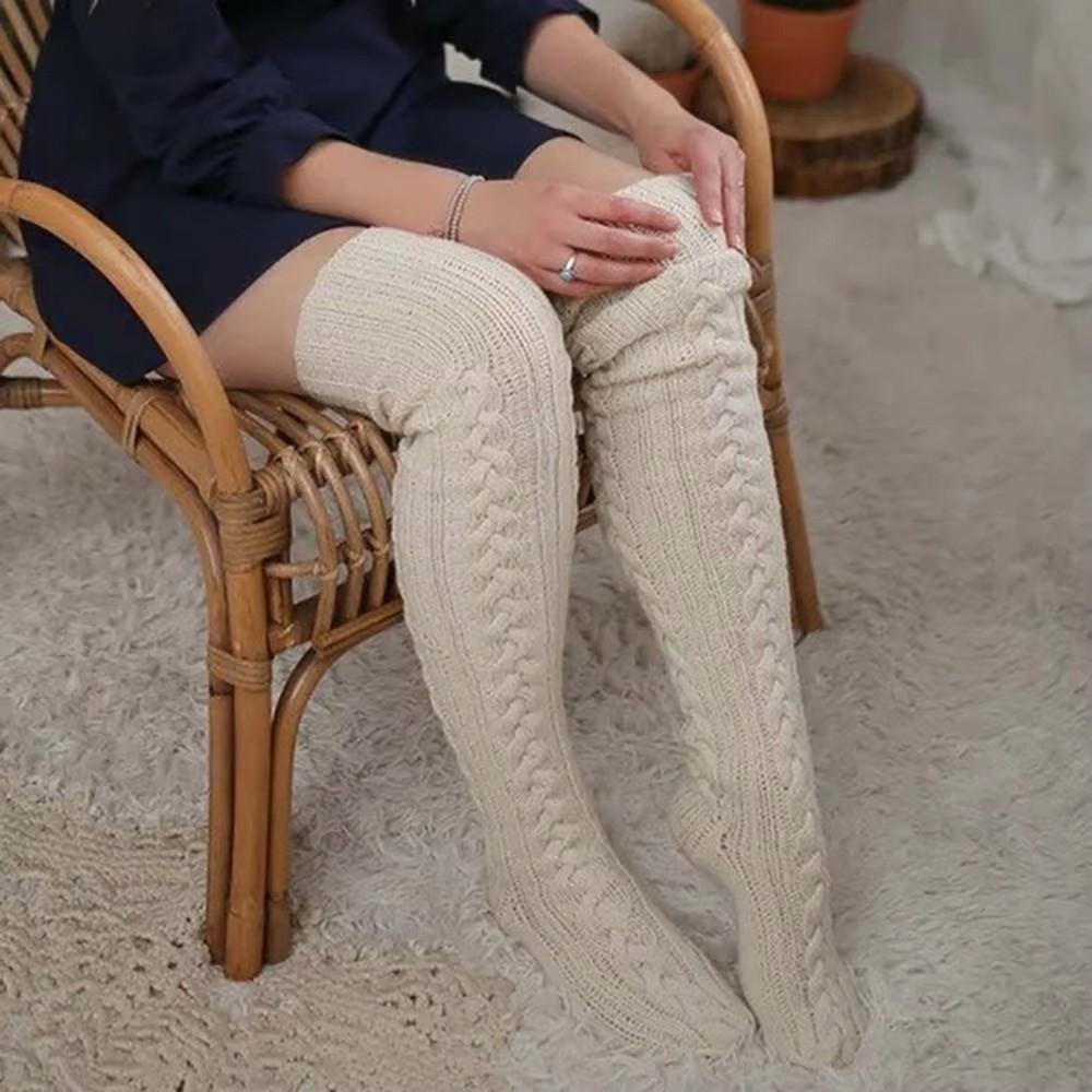 Thick Women's Socks Winter Warm Over Knee Long Socks Trendy Knitted Stockings  Gift