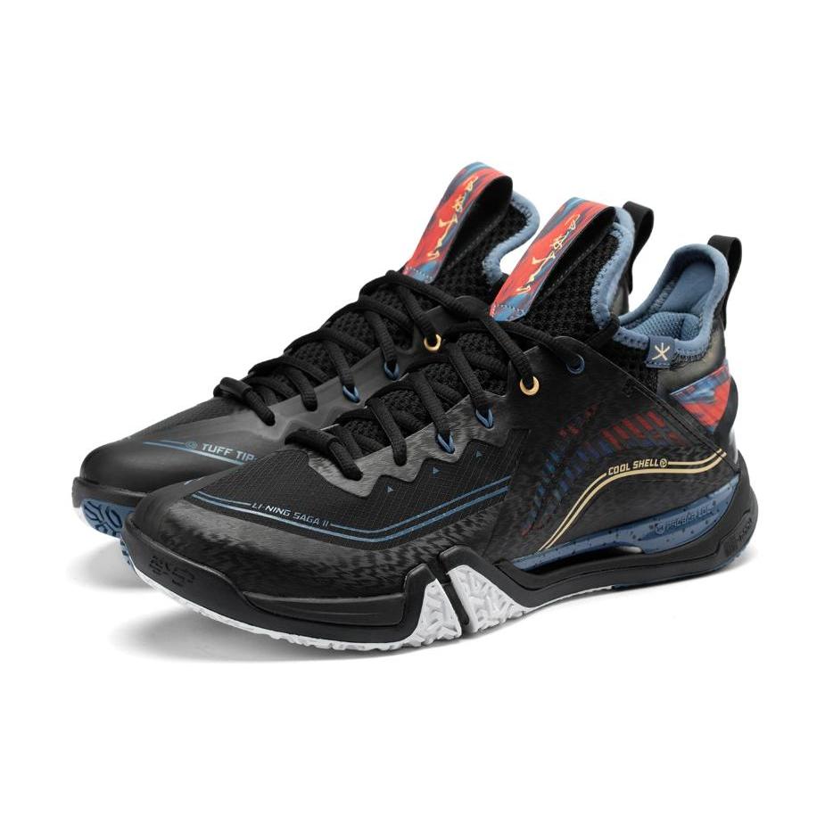 Li Ning Saga Pro Textile, Synthetic Leather Cushioning Slip Resistant Abrasion Resistant Low top Badminton Shoes Men's AYAT003-4