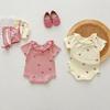 Summer Baby Girl Hooded Onesie with Collar, Short Sleeve Cute Bodysuit