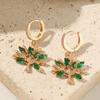 Green Zirconia Tree Shape Dangle Earrings for Women 2025 New Fashion Golden Earring Wedding Party Jewelry Accessories