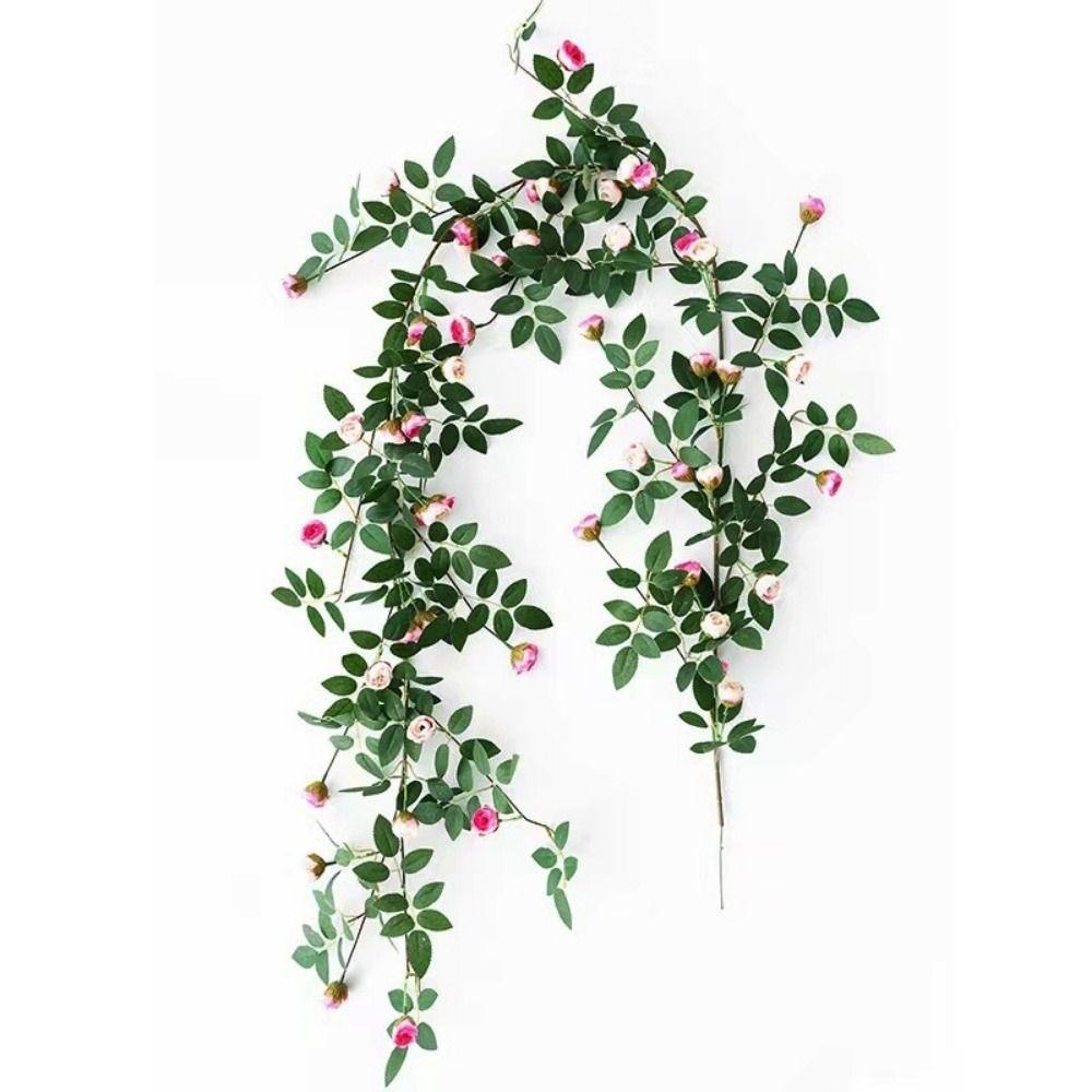High Quality Plastic Silk Artificial Rose Vine 4 Colors 1.75m 54 Heads Hanging Flowers Rattan Fake Plants Leaves Home Decoration