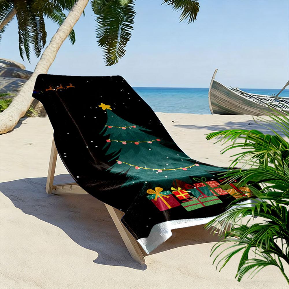 Festive tree holiday magic Print beach towel, quick drying, suitable for travel, outdoor sports, jogging, the beach and swimming, gift