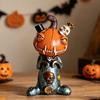 Halloween Pumpkin Doll Statue Horror Resin Pumpkin Skull Figurine for Home Office Table Shelf Mantel Decor