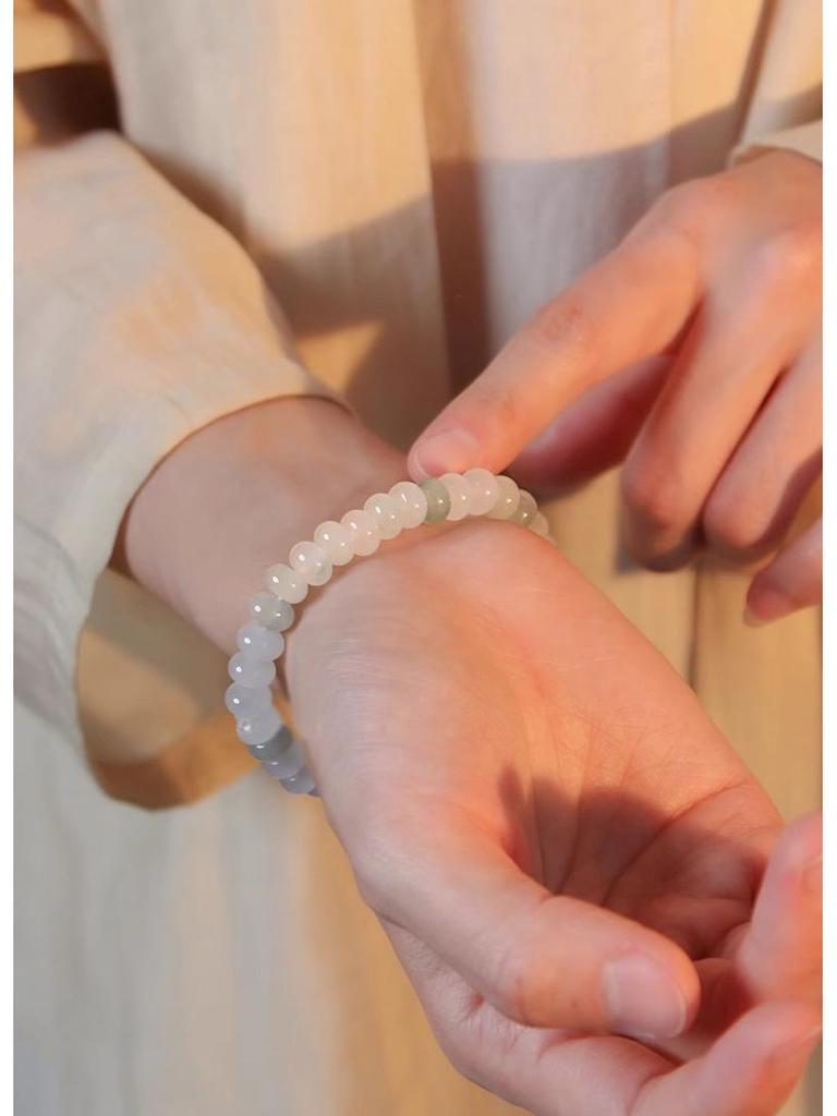 Xinjiang Tianshan Jade Bracelet: Floating Flower Golden Silk Abacus Bead - Chinese Style Women's Jewelry