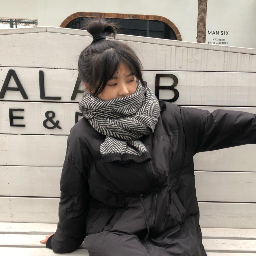 Herringbone scarf color matching warm scarf imitation cashmere soft feel scarf college wind wool line 100 matching