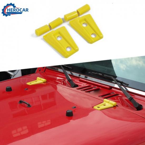 Yellow Engine Hood Hinge Cover Trim Decoration for Jeep Wrangler JK 2007-17 ABS