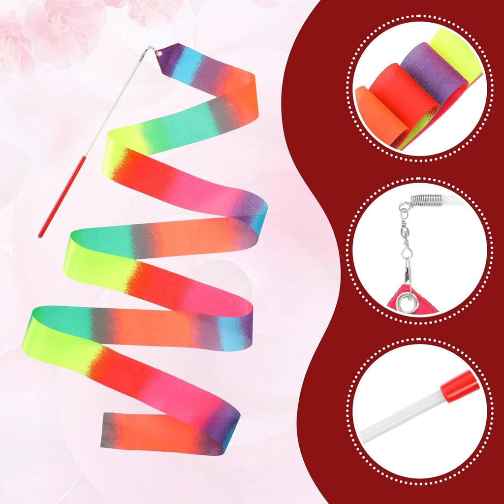2 Pcs Dance Ribbons for Kids Gymnastics Ribbon Dancer with Wand Sparkling Dance Stuff Gymnastics Stuff Streamer Twirling Dancing Ribbons Essentials