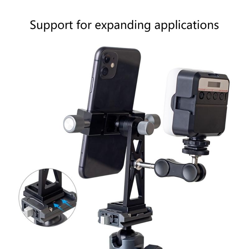 Cellphone Tripod Mount, Smartphone Tripod Mount Adapter Aluminum with Cold Shoe, 360 Cellphone Stand Holder Clamp