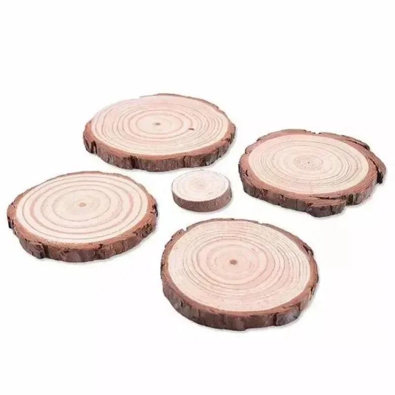 10Pcs/set Christmas Natural Color Wood Slices Round Log Discs for Arts & Crafts Home Hanging Event Decorations(not Include Rope)