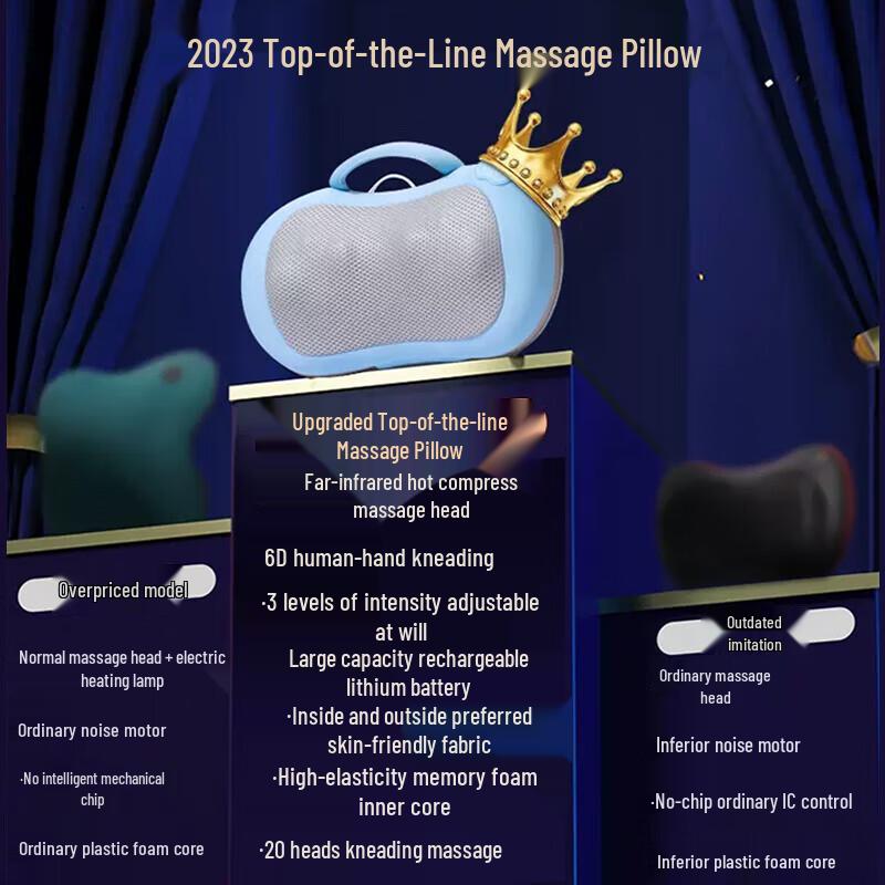 AUX Rechargeable Neck and Shoulder Massage Pillow with Heat