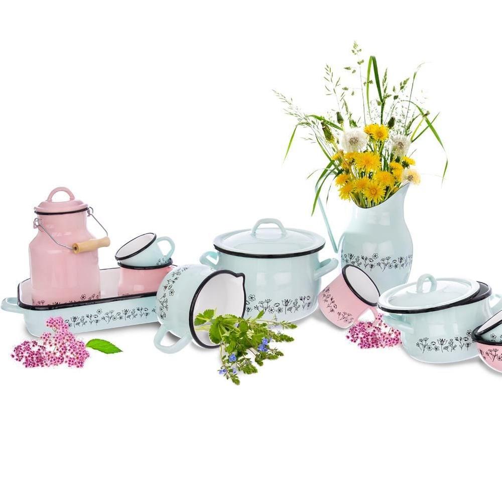 LOUKA blauer emaillierter Topf mit Deckel, 16 cm, 2,3 l