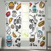 Cute Doodle Coffee Shop Coffee Tea Sheer Curtain For Bedroom Living Room Kitchen Window Voile Tulle Curtain