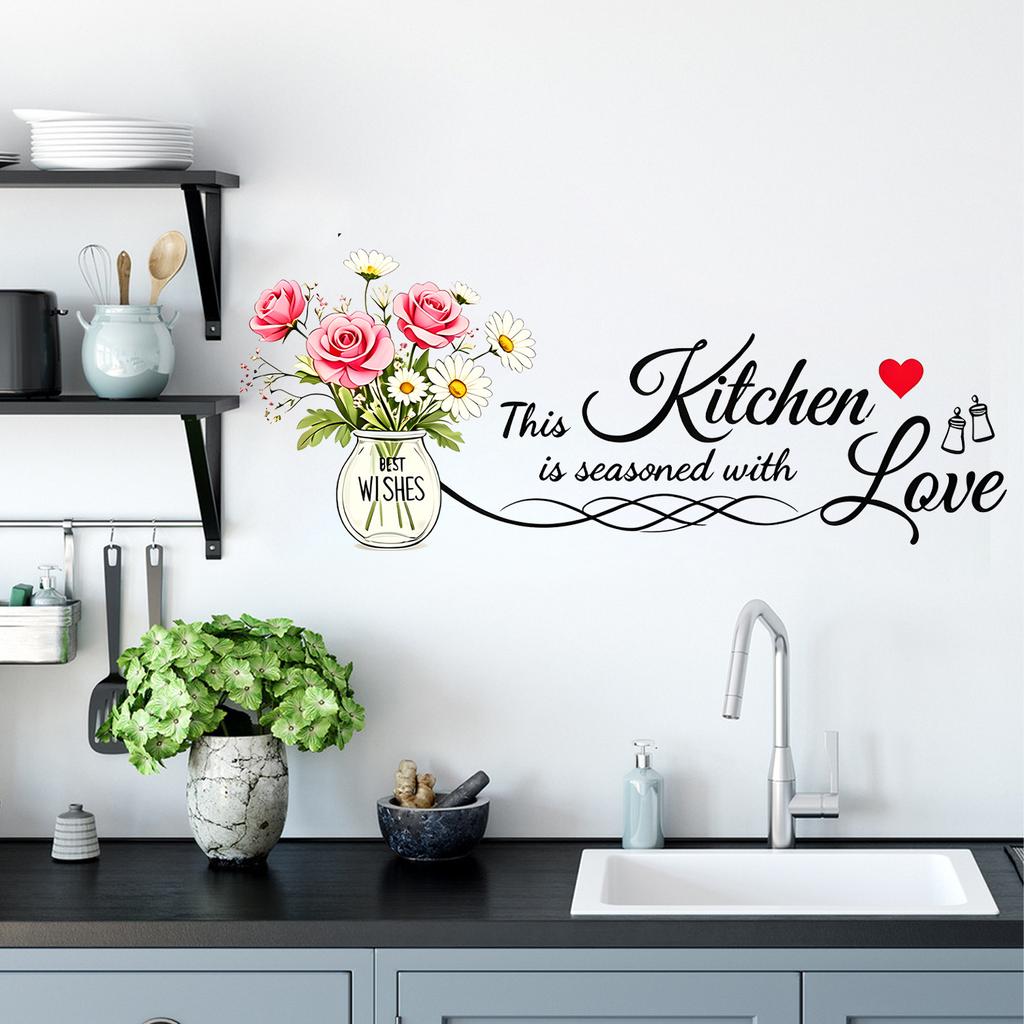 Simple English Love Words Kitchen Sticker Can Be Removed As A Removable Decoration for The Bedroom and Kitchen Walls.