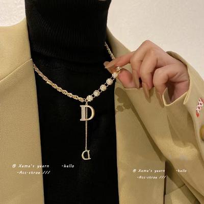 Two Letter Necklace That Does Not Fade, Personalized Fashion, Niche Design, Sweater Chain, High-End Versatile Accessory
