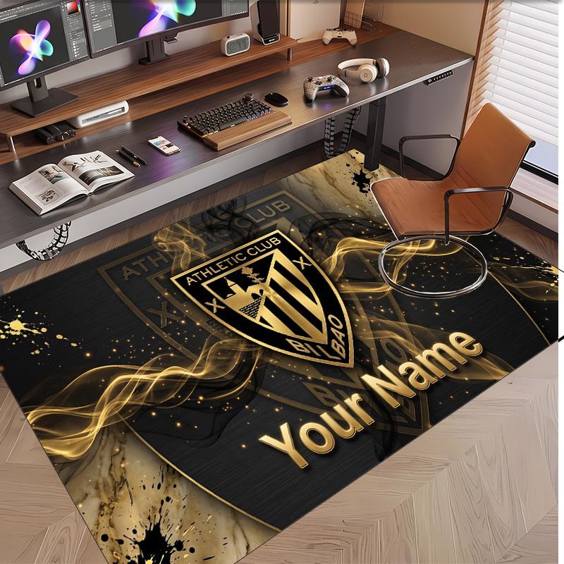 Personalized Crystal Velvet Carpet Athletic Bilbao FC Pattern Non Slip Floor Rug