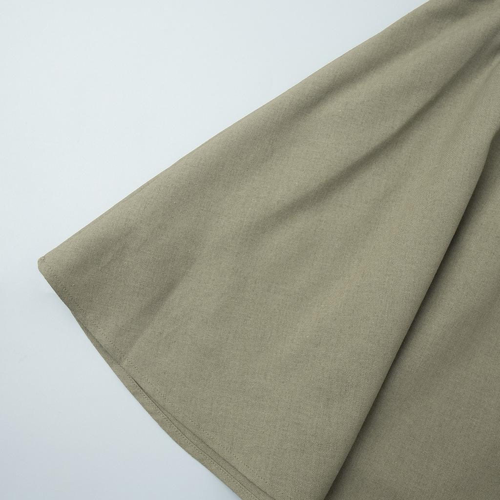 Women's  Spring Summer New Cotton Linen Casual Set Crew Neck Vest + Pleated Mini Skirt Outfit European American Style