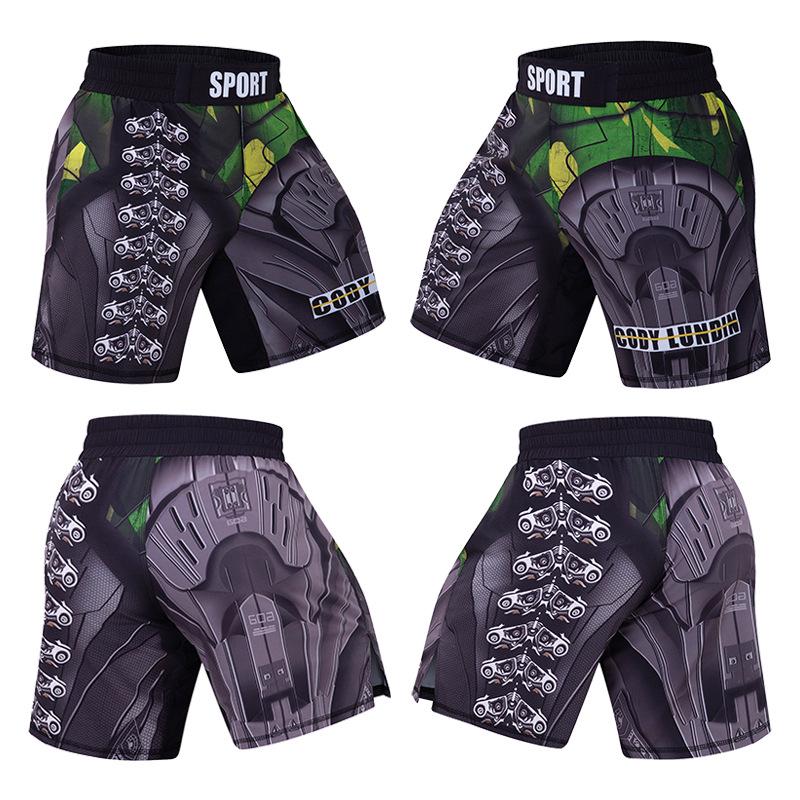 Men's Digital Print Fight Training Shorts for Gym, Jiu-Jitsu, and Sanda