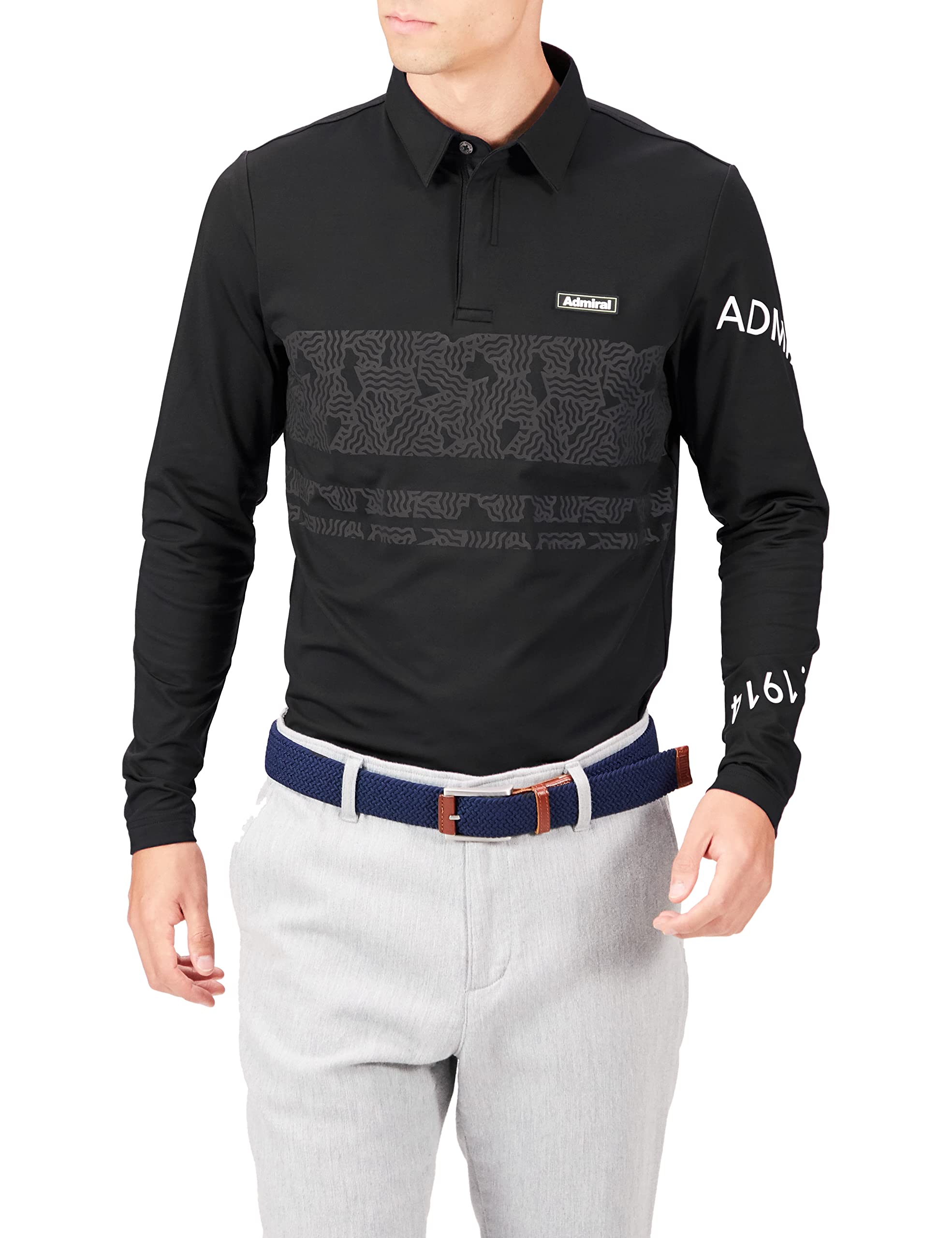 

Мужская гольф-рубашка с длинным рукавом Admiral Golf ADMA282 Performance с логотипом арки, черная, размер M