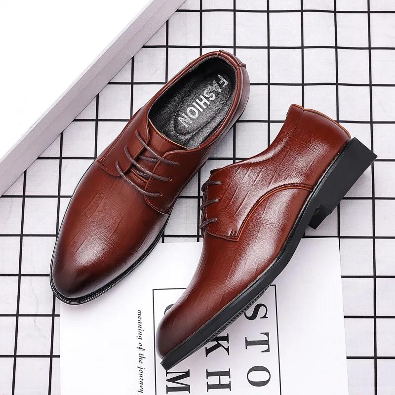 Mens Leather Dress Shoes Men'S Formal Social Male Shoe Casual Business Pointed Toe Luxury Party Designer Shoes For Men