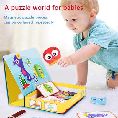 Holz Kinder Szene Magnetischer Verkehr Bauen Ozean Alphabet Puzzle