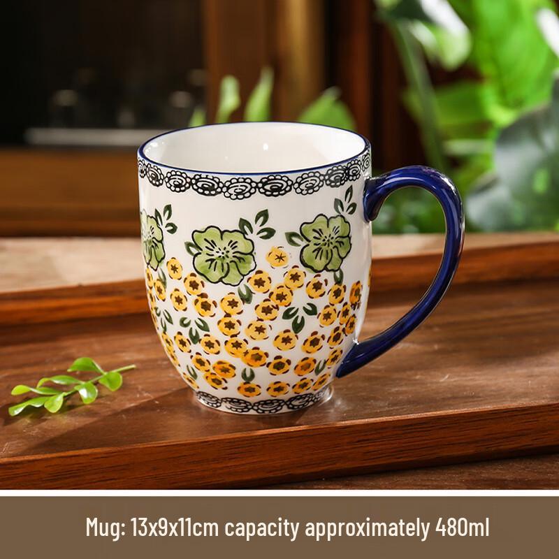 Polnischer Retro Handbemalter Keramikbecher