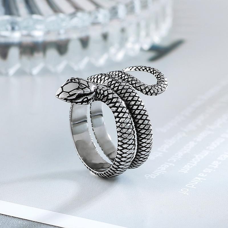 Vintage snake ring - unisex wrap around king cobra index finger ring