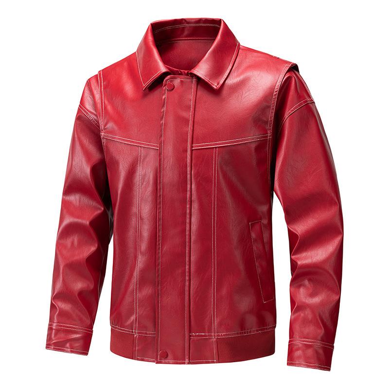 Retro PU Leather Jacket, Motorcycle Short Jacket, Leather Jacket, Men's Style