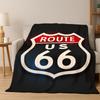 Retro Route66 Amerika Mutter der Straßen Schild Flanelldecke Weiche Warme Überwurfdecke für Schlafzimmer Wohnzimmer Bett Reise Camping Picknick