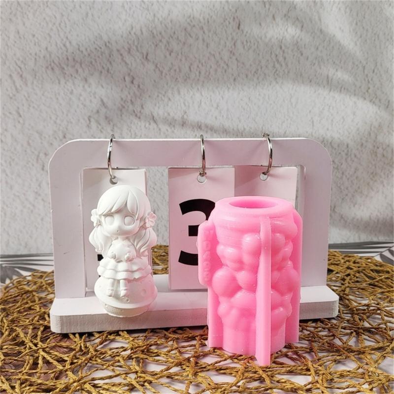 J0MC Little Girl Statue Silicone Molds for Epoxy Resin Princess Figurine Gypsum Silicone Mold Soap Making Molds