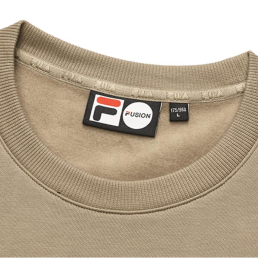 Fila Fusion Inline Simple Solid Color Fleece Casual Pullover Sweatshirt Men sweatshirt Light-Khaki T81M941225A-LK