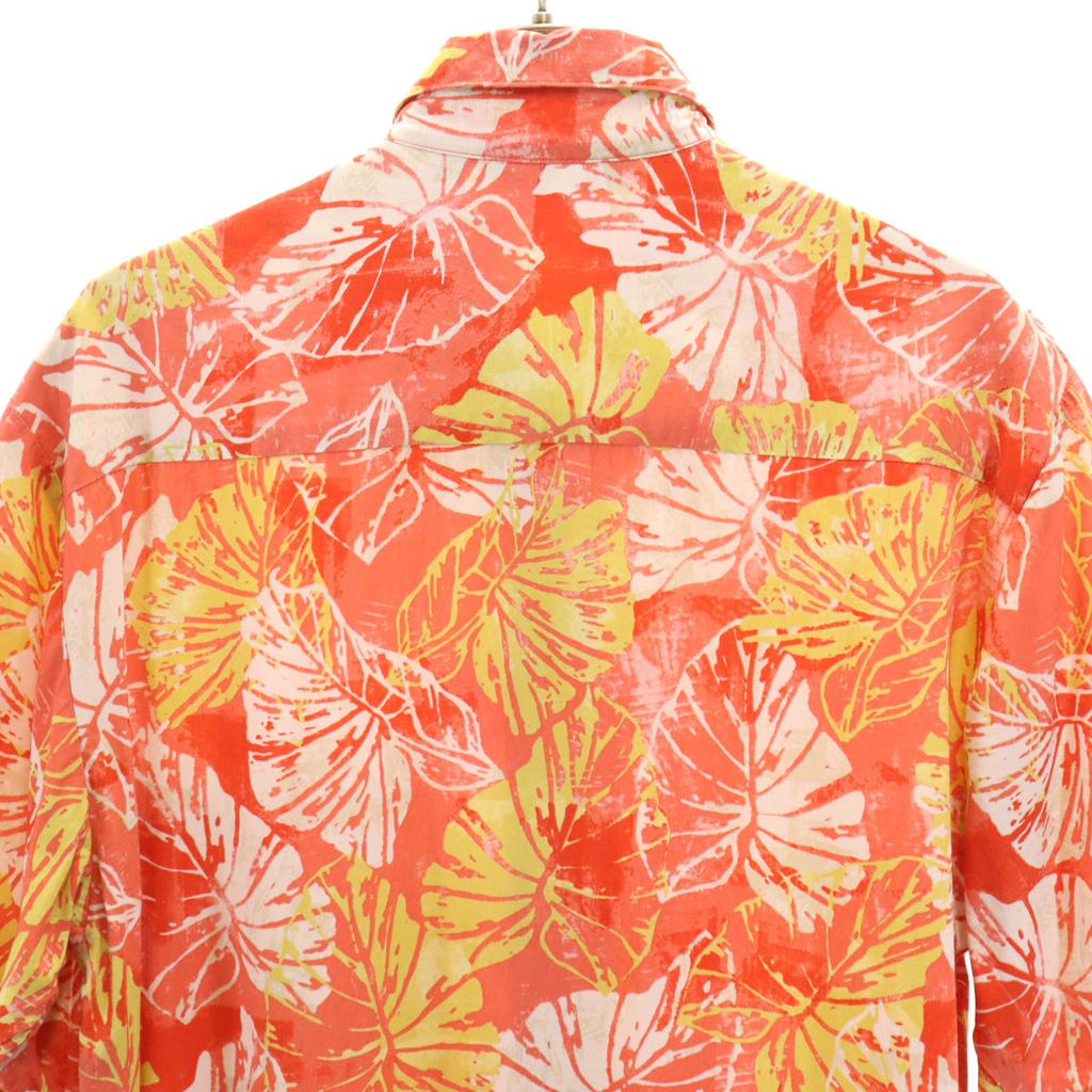 IOLANI 90s Old Leaf Pattern Short sleeve Aloha shirt S Orange series Men's Used
