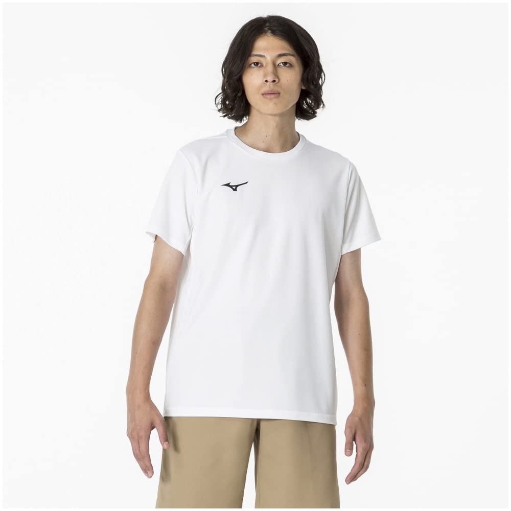 Mizuno Training Wear Short Sleeve 32MAA156 T-Shirt, Moisture-Wicking, Quick-Drying, White, XL,