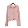 Autumn and winter new hooded double zipper knitted cardigan soft waxy short casual versatile temperament sweater jacket women