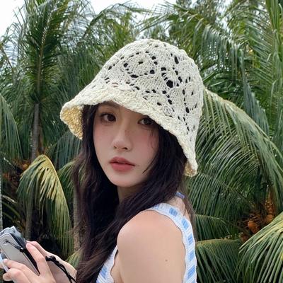 Breathable Beret Cap Crochet Design Skullies Hat Fashion Knitted Hat  for Women Daily Wear Travel