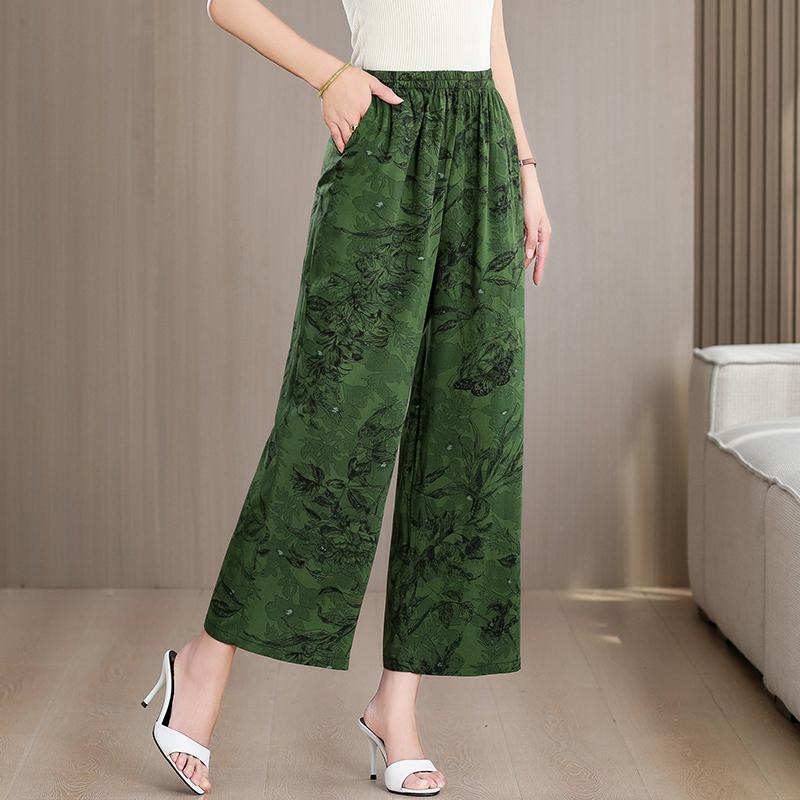 Pantaloni Estivi da Donna Taglie Forti a Vita Alta Larghi Vintage Abbigliamento Elastico in Vita Pantaloni Estivi