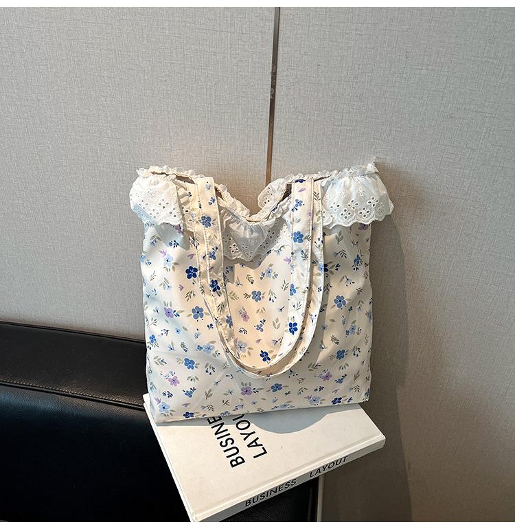 

Холщовая сумка женская 2025 новая мода универсальная сумка через плечо повседневная сумка-тоут с кружевной отделкой