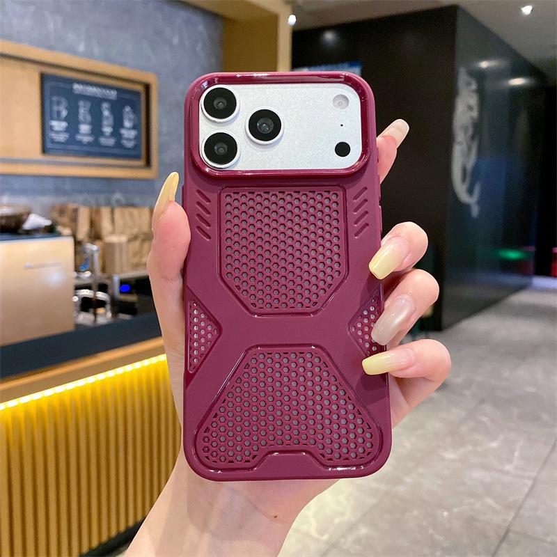 Honeycomb Grid Mesh Cooling Heat Dissipation Breathable Phone Case for iPhone 17 16 15 14 Plus 13 12 11 Pro Max Matte TPU Cover