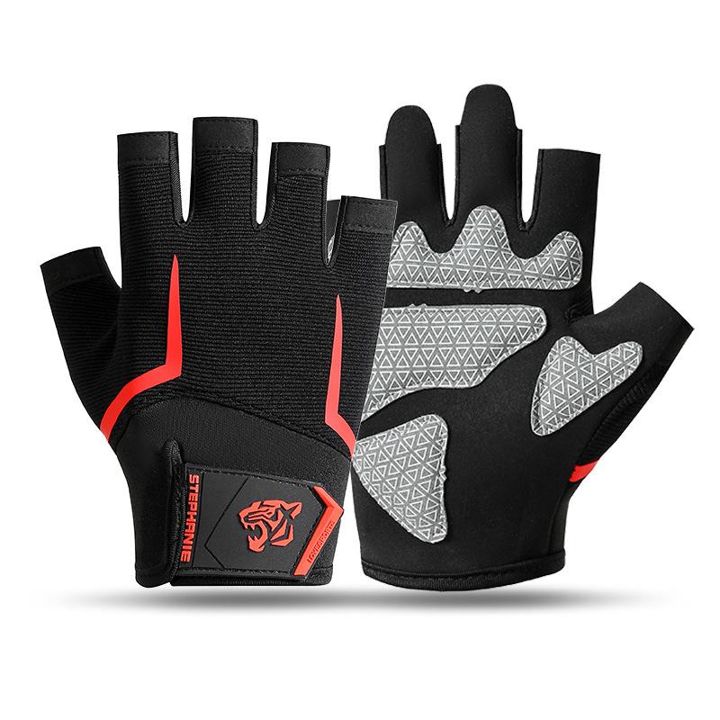 Fitness half-finger gloves outdoor riding breathable mountaineering non-slip and wear-resistant fitness shock-absorbing sports gloves