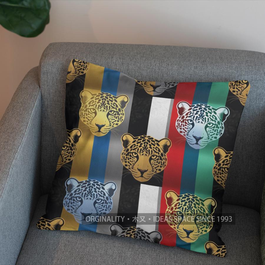 2D Exotic Leopard Head Pillowcase With Ornate Design Pattern Cushion Cover Suitable For Sofa Bedroom Car Pillow Cover