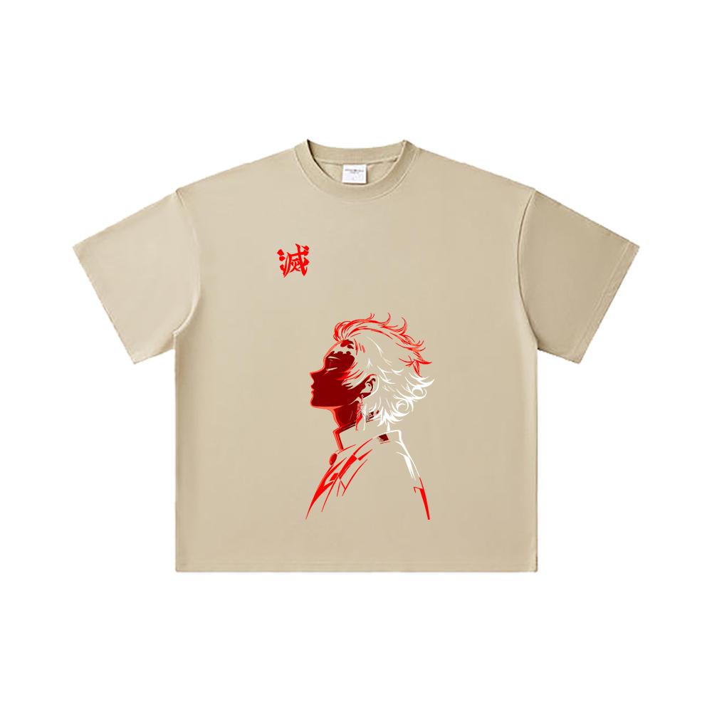 260 GSM Double Yarn 32 Count 100% Cotton Demon Slayer V108 Tanjiro Print Unisex Heavy Cotton T Shirt