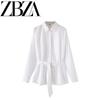 Zab Autumn New Women's Clothing Fashion Style French Style Design with Belt Cotton Poplin Travel Hunting Shirt
