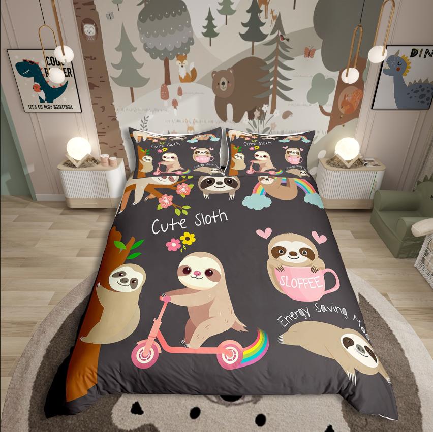 Homewish Cartoon Animal Duvet Cover SetJungle Wildlife For Kids Bedding SetKawaii Cute Decor